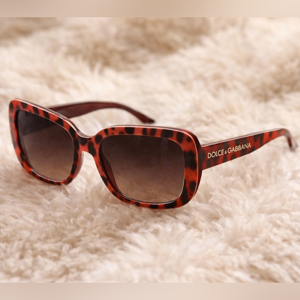 Dolce & Gabbana Red & Black Leopard Oversized Sunglasses – DG Designer Shades